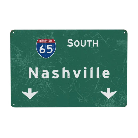 Vintage Nashville Funny Route Southside Green White Aluminum Sign — product artwork