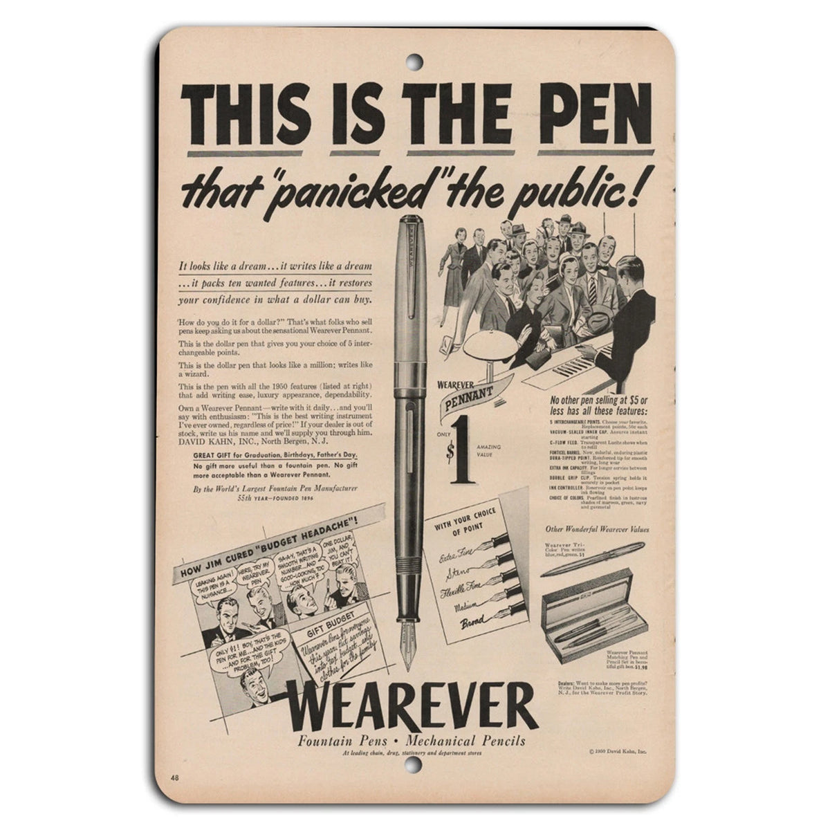 Vintage Panicked Public Retro Advertising Aluminum Sign — product artwork