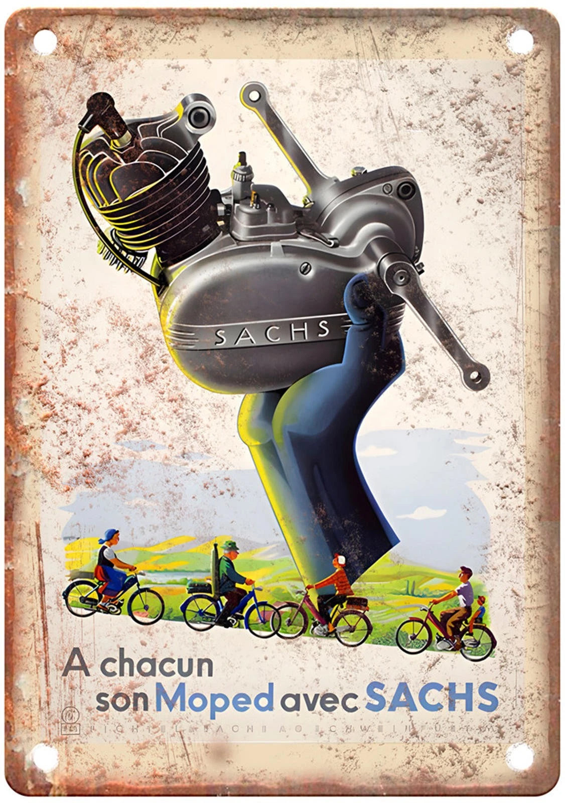 Sachs A Chacun Son Moped Vintage Advertisement Aluminum Sign — product artwork