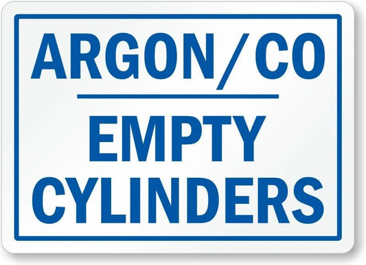 Argon and CO Empty Cylinders Aluminum Sign — product artwork