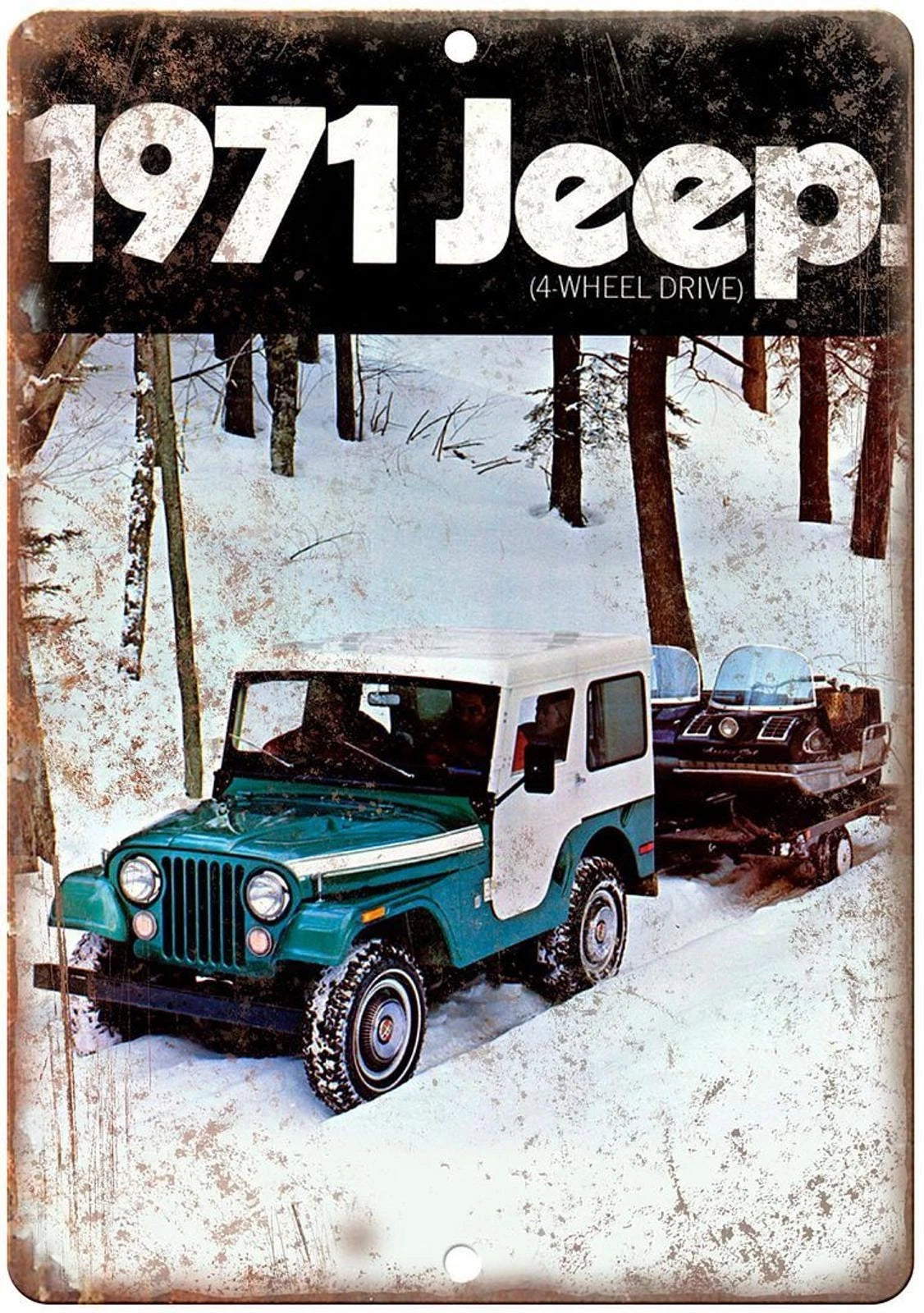 Jeep 1971 4 Wheel Drive Manual Cover Aluminum Sign — product artwork