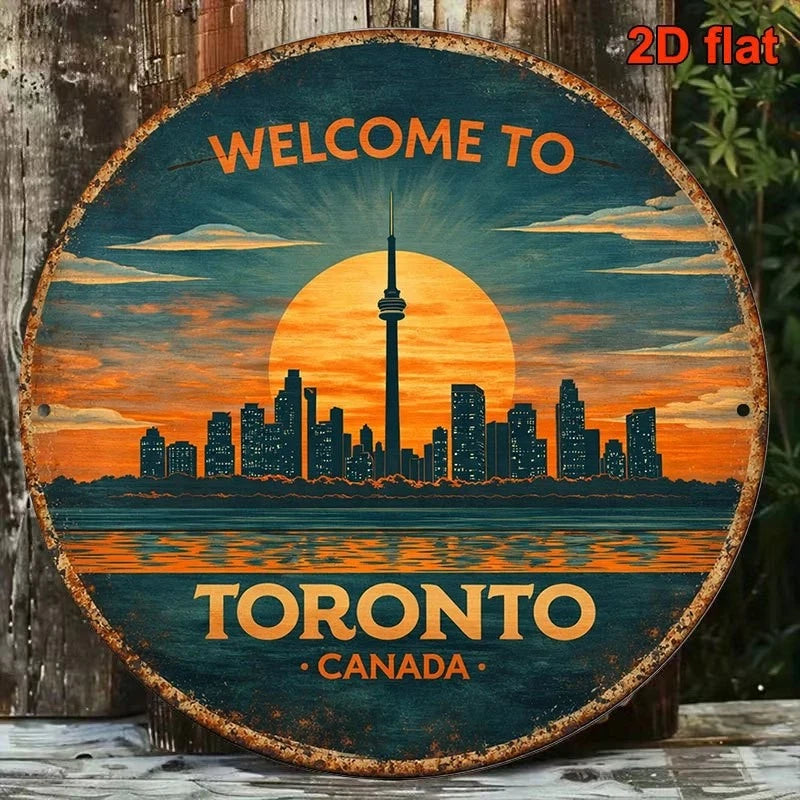 Toronto City Vintage Funny Wall Round Aluminum Sign — product artwork