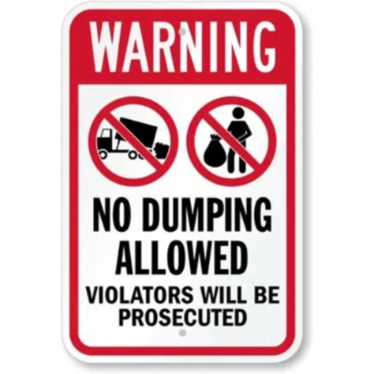 No Dumping Allowed Warning Aluminum Sign — product artwork