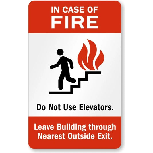 Fire Use Nearest Outside Exit Stairways Aluminum Sign — product artwork