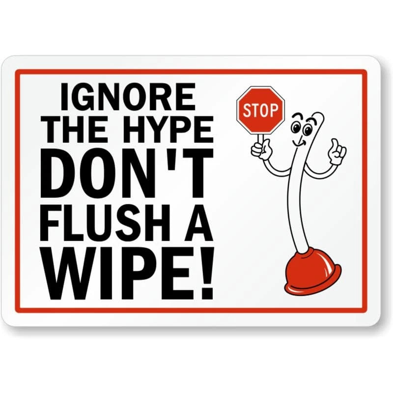 Do Not Flush Wipes Aluminum Sign — product artwork