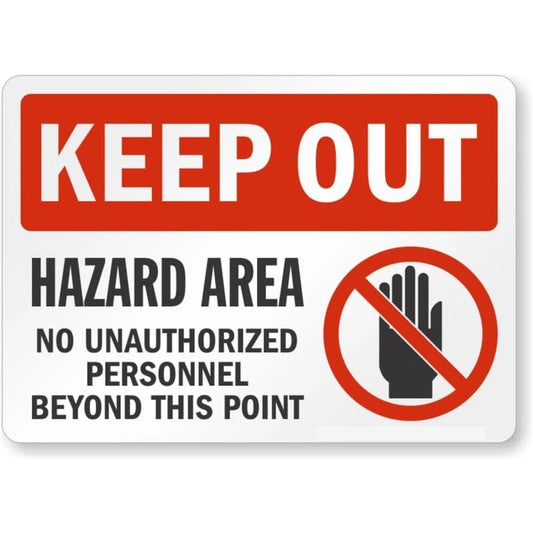 Keep Out Hazard Area Personnel Beyond This Point Sign — product artwork