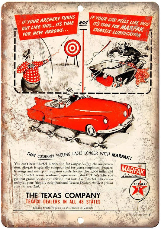Texaco Motor Oil Marfak Lubrication Funny Aluminum Sign — product artwork