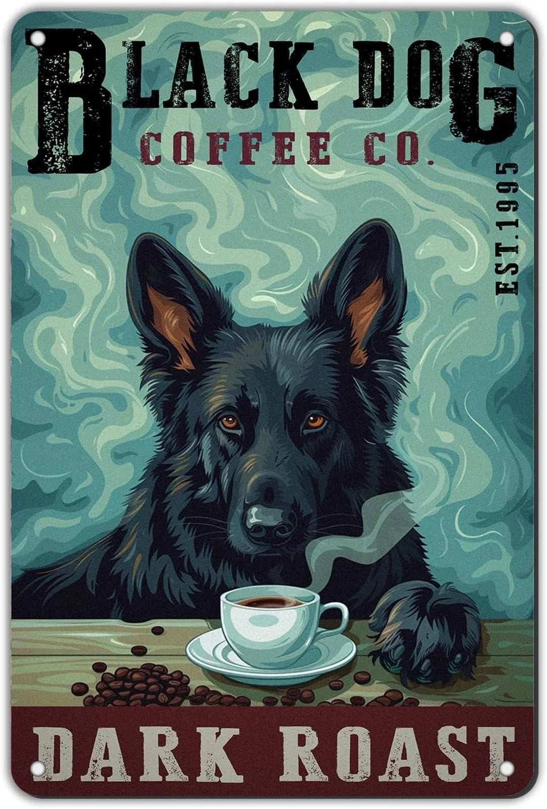 German Shepherd Funny Black Dog Wall Aluminum Sign — product artwork