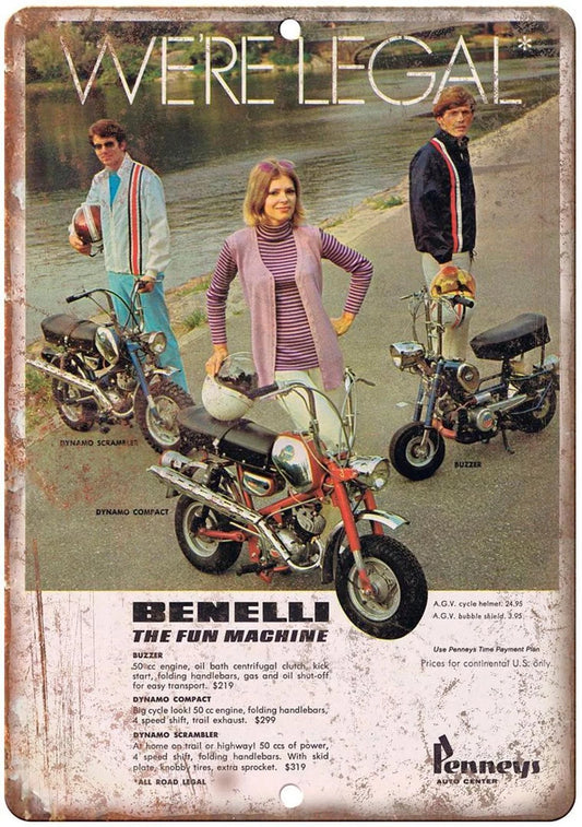 Benelli Trail Bike Replica Catalog Aluminum Sign — product artwork