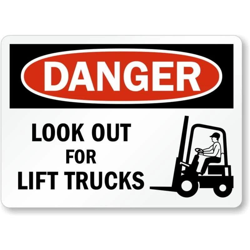 Look Out Lift Trucks Danger Aluminum Sign — product artwork