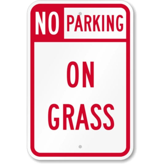No Parking on Grass Aluminum Sign — product artwork