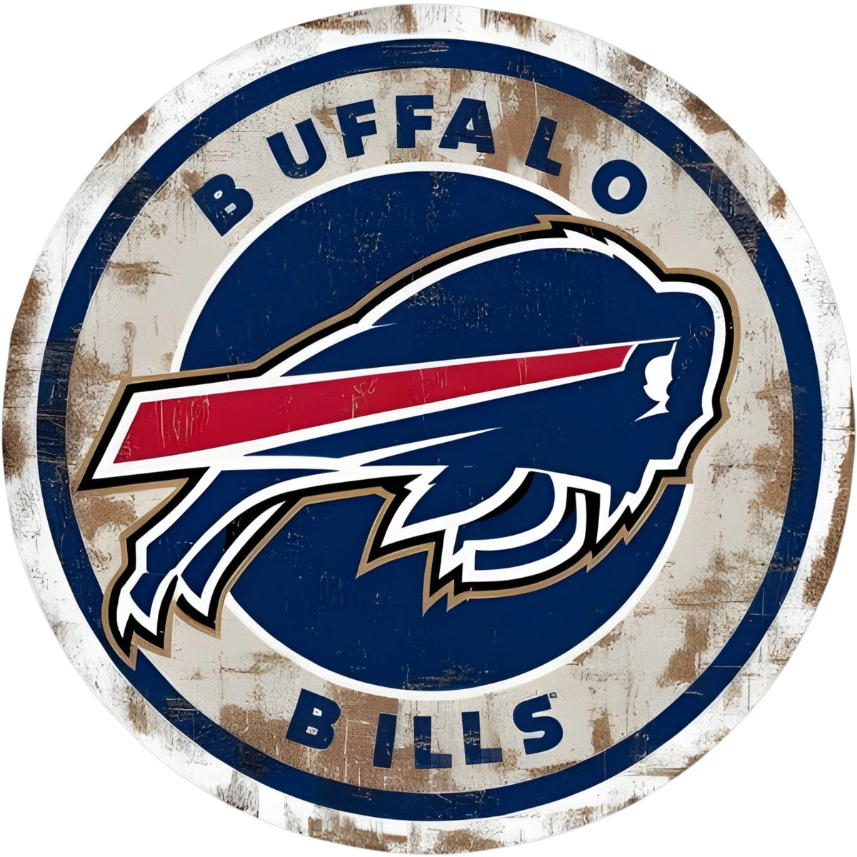 Buffalo Bills Distressed Logo Round Aluminum Sign — product artwork