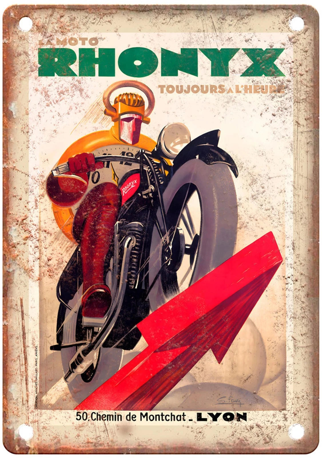 Vintage Motorcycle Retro 1930 LA Moto Aluminum Sign — product artwork