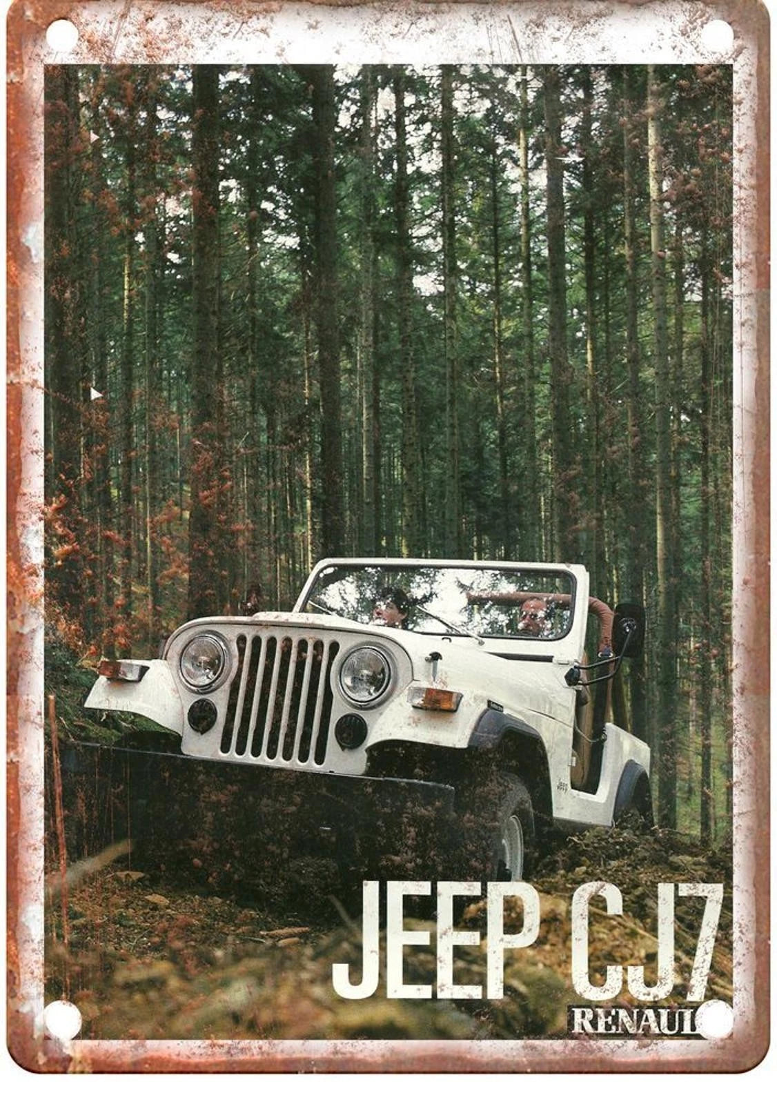 Vintage Jeep Retro 1986 France Auto Ad Aluminum Sign — product artwork