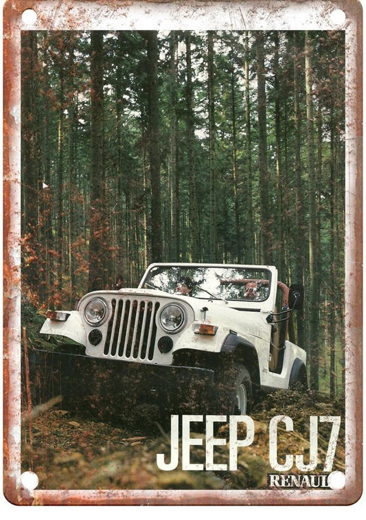 Vintage Jeep Retro 1986 France Auto Ad Aluminum Sign — product artwork