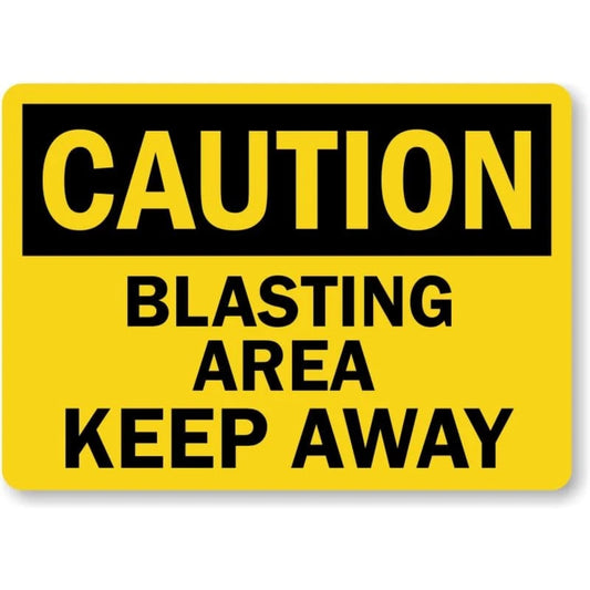 Caution Blasting Area Rust Resistant Aluminum Sign — product artwork