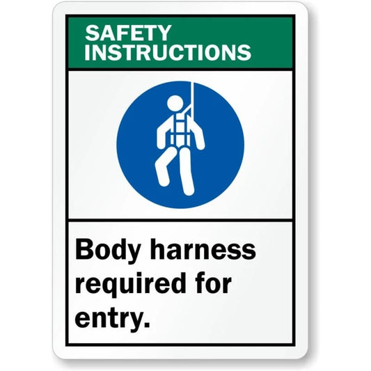 Body Harness Required Entry Aluminum Sign — product artwork