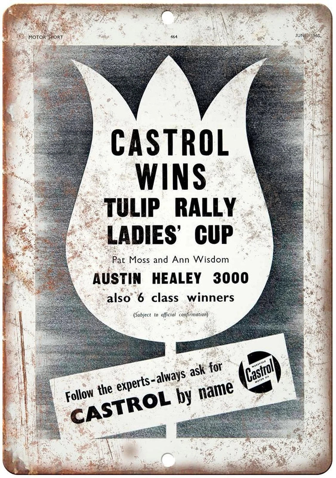 Motor Oil Castrol Tulip Rally Ladies Funny Aluminum Sign — product artwork