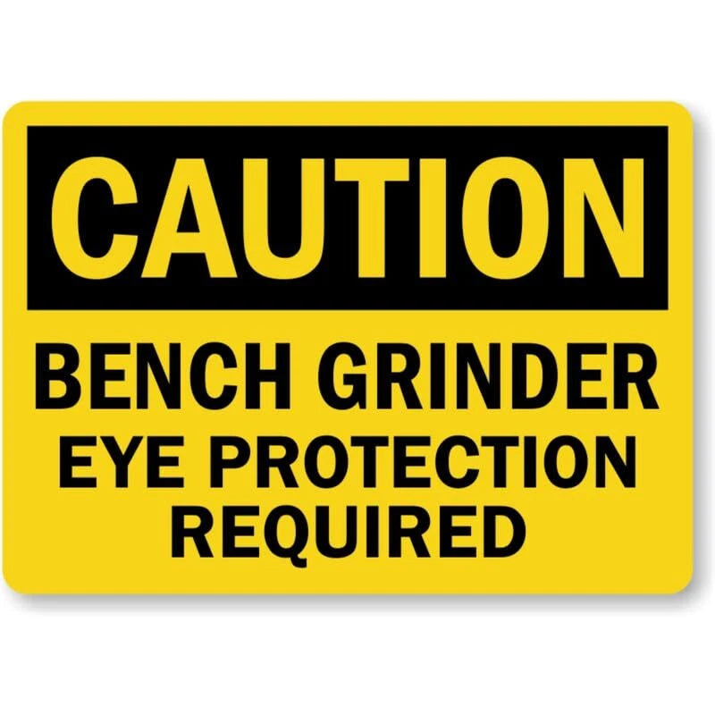 Bench Grinder Protection Required Aluminum Sign — product artwork
