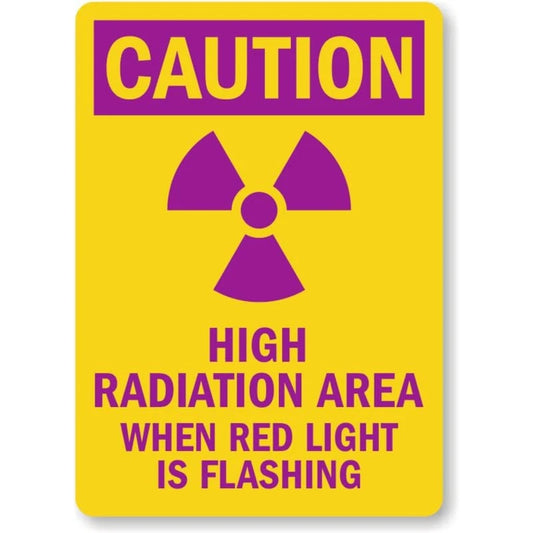Caution High Radiation Area Red Light Flashing Aluminum Sign — product artwork
