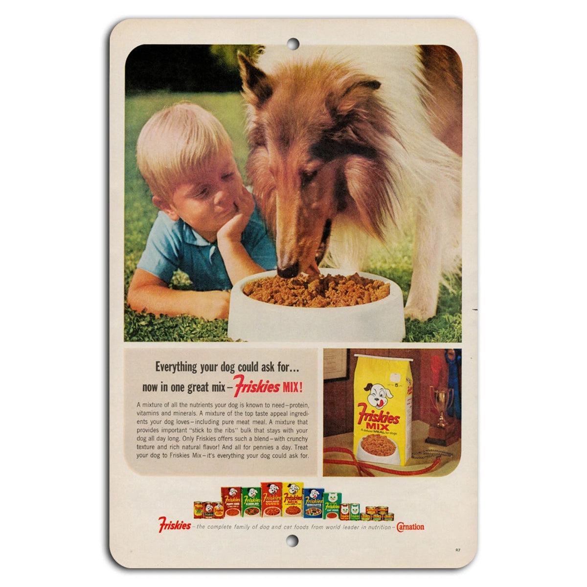 Vintage Friskies Pet Food Nostalgic Aluminum Sign — product artwork
