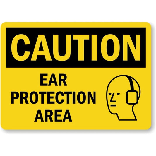 Caution Ear Protection Area Safety Aluminum Sign — product artwork