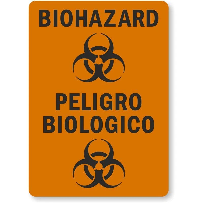 Bilingual Biohazardous Waste Storage Aluminum Sign — product artwork