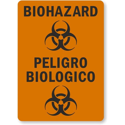 Bilingual Biohazardous Waste Storage Aluminum Sign — product artwork