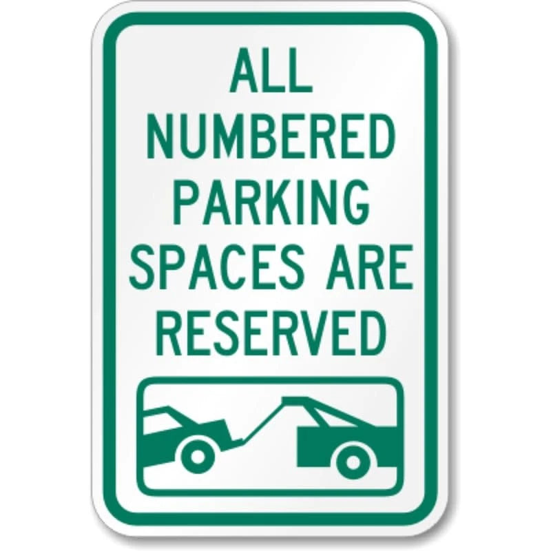 Reserved Numbered Parking Aluminum Sign — product artwork