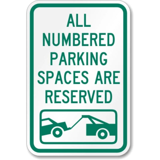 Reserved Numbered Parking Aluminum Sign — product artwork