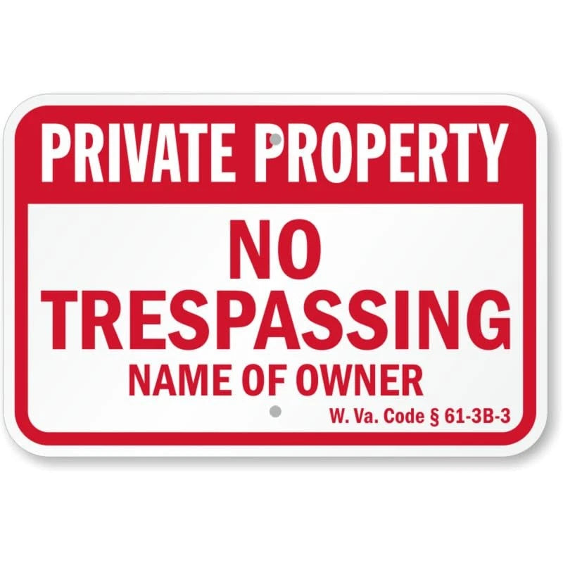 Wv Private Property Custom Aluminum Sign — product artwork