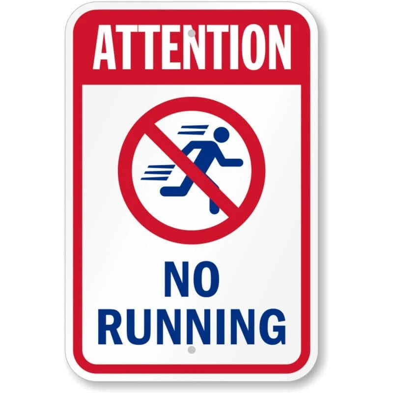Attention No Running Pool Aluminum Sign — product artwork