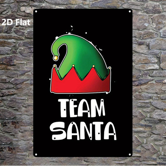 Christmas Team Santa Vintage Distressed Aluminum Sign — product artwork