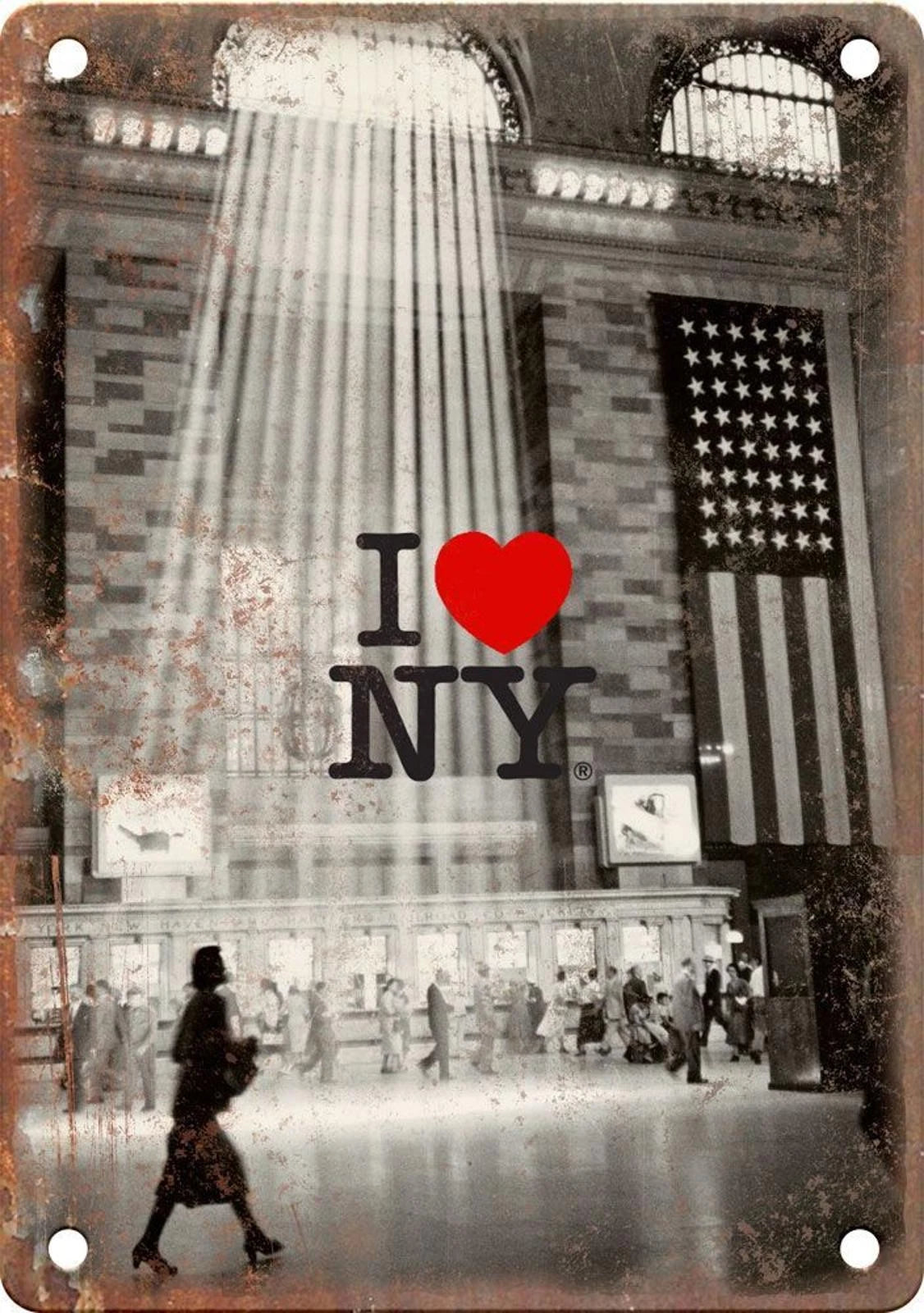 I Love New York Grand Central Terminal Photo Aluminum Sign — product artwork