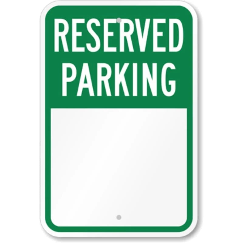 Reserved Parking Custom Blank Green Aluminum Sign — product artwork