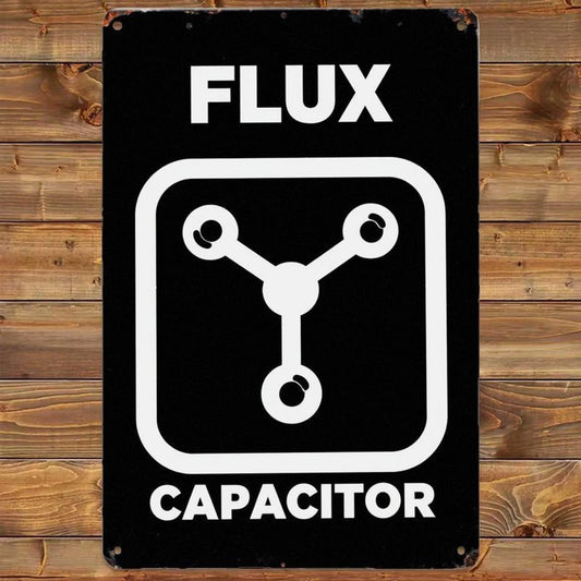 Flux Capacitor Funny Movie Fan Man Cave Aluminum Sign — product artwork