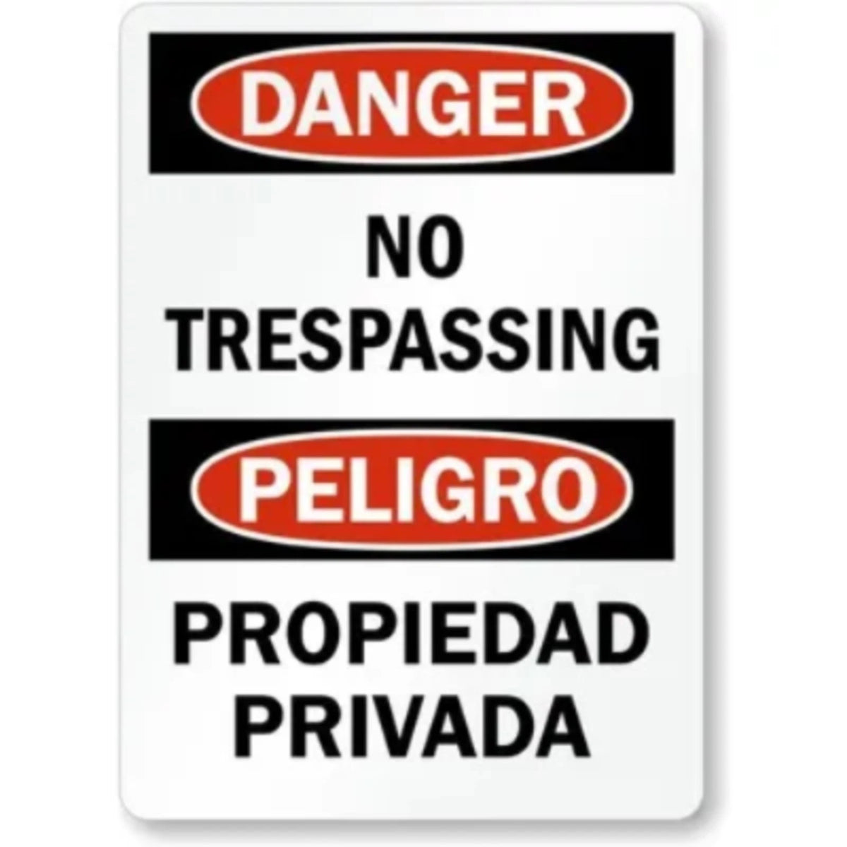 No Trespass Bilingual Danger Aluminum Sign — product artwork