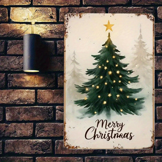 Christmas Retro Christmas Tree Wall Funny Aluminum Sign — product artwork
