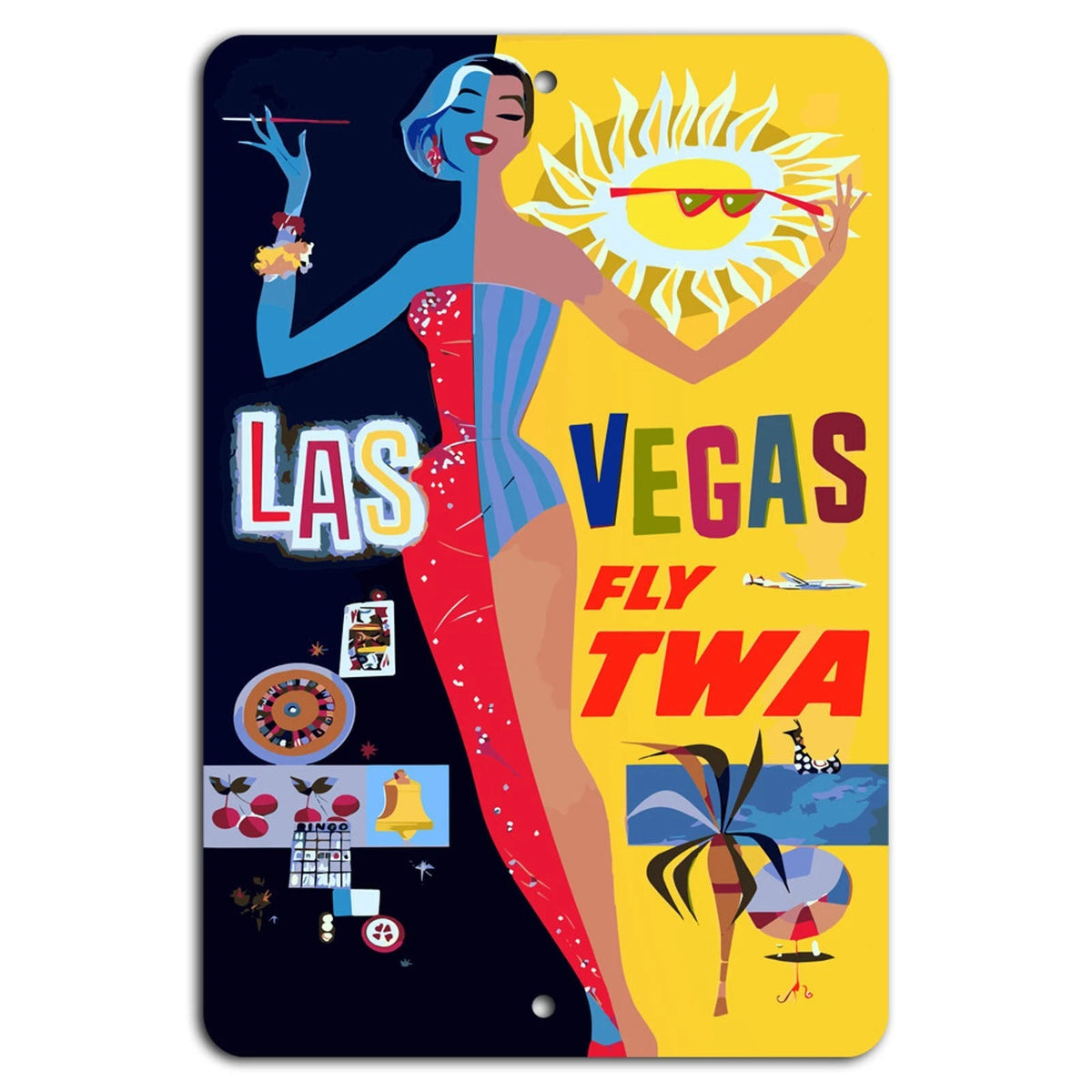 Vintage Travel TWA Las Vegas Aluminum Sign — product artwork