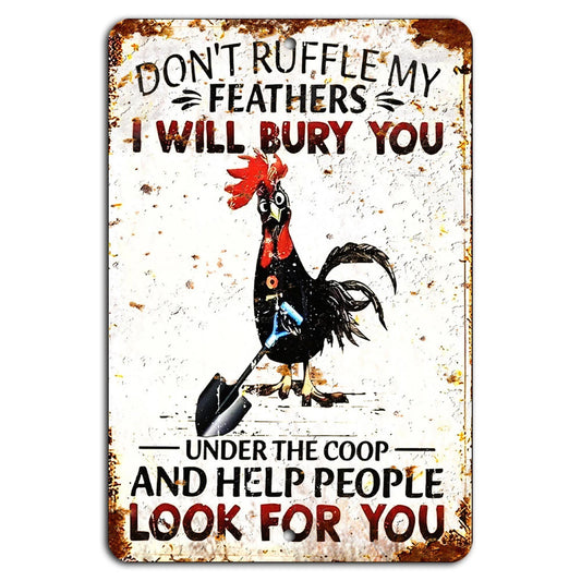 Rustic Chicken Funny Farmhouse Aluminum Sign — product artwork