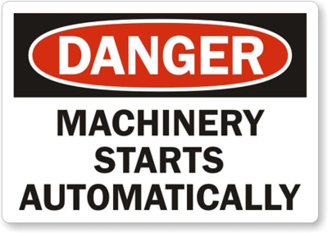 Danger Machinery Starts Automatically Aluminum Sign — product artwork
