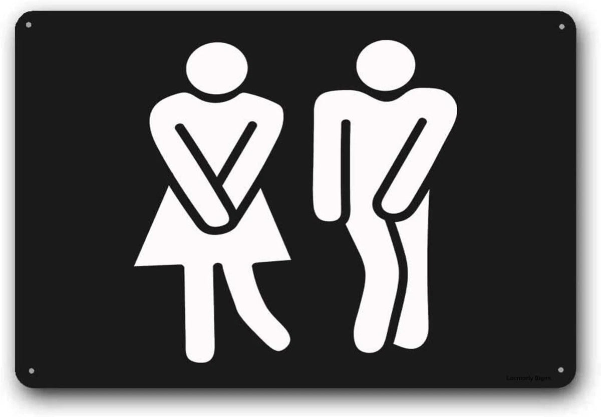 Restroom Toilet Bathroom Door Funny Aluminum Sign — product artwork