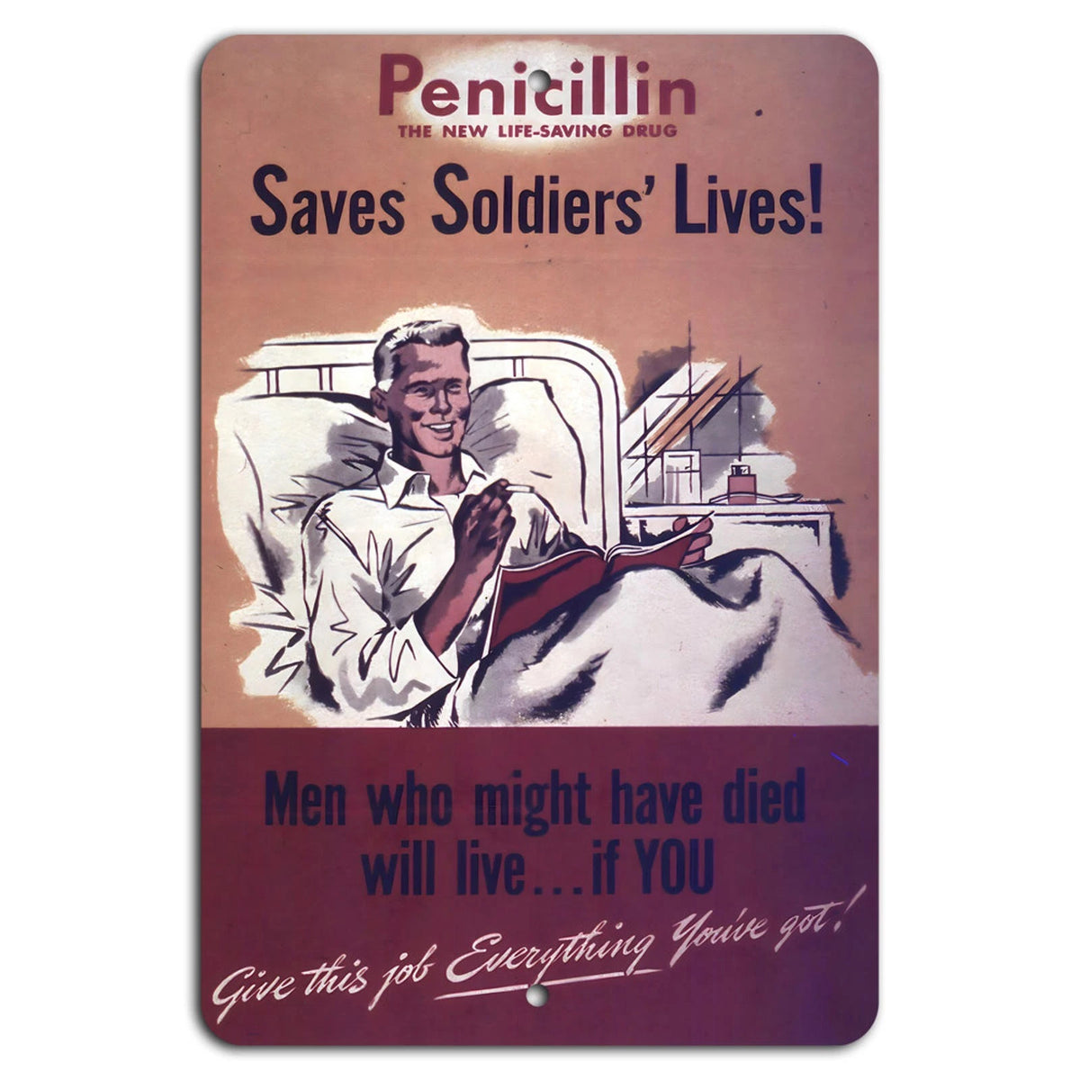Penicillin Vintage Military Scientific Aluminum Sign — product artwork
