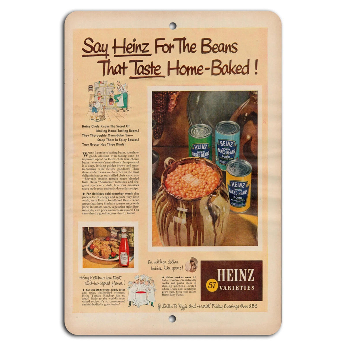 Vintage Heinz Beans Retro Kitchen Nostalgia Aluminum Sign — product artwork