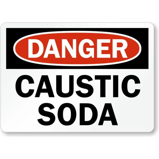 Caustic Soda Caution Safety Aluminum Sign — product artwork