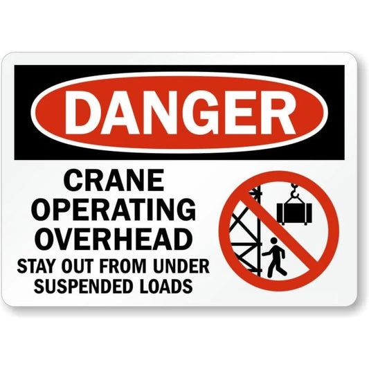 Crane Operating Overhead Danger Aluminum Sign — product artwork