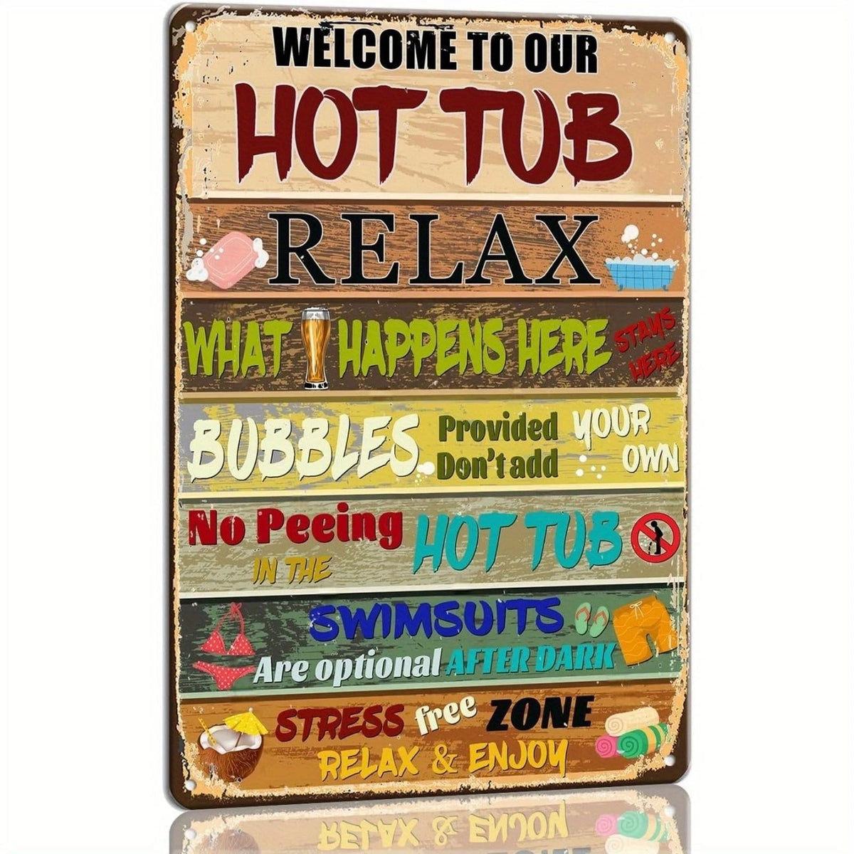 Welcome Funny Hot Tub Relaxation Wall Art Aluminum Sign — product artwork
