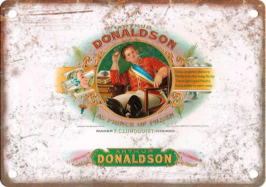 Cigar Box Arthur Donaldson Vintage Style Aluminum Sign — product artwork
