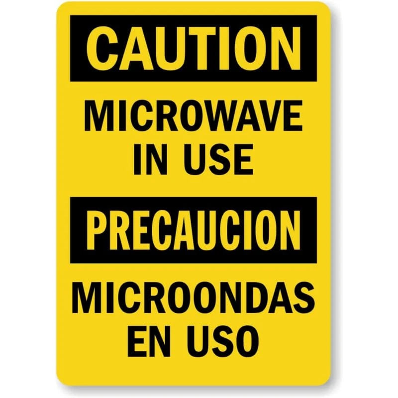 Microwave Use Bilingual Kitchen Aluminum Sign — product artwork