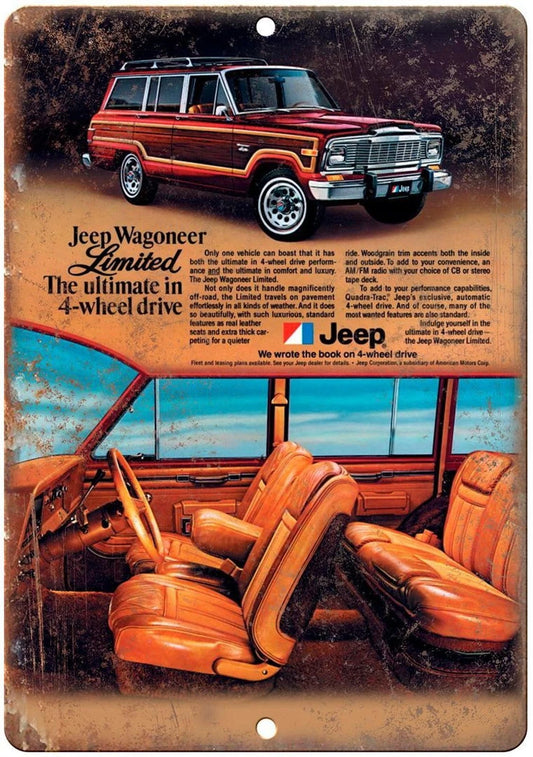 Jeep Wagoneer Limited Edition Vintage Ad Aluminum Sign — product artwork